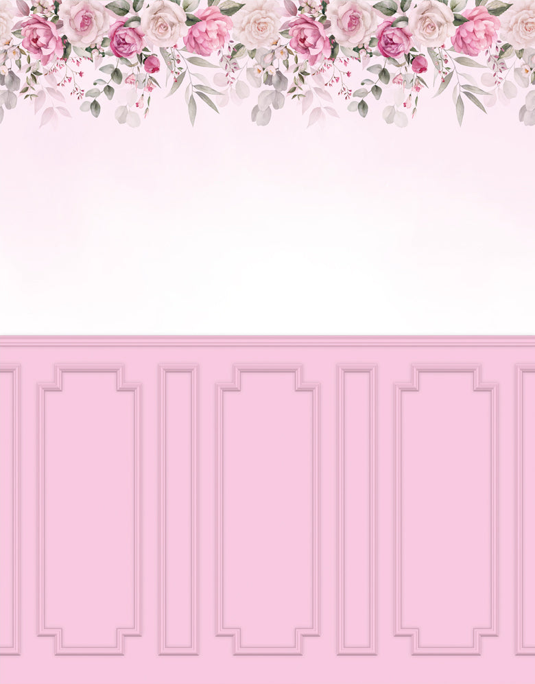 Painel de Parede Adesivo Boiserie Rosas Cascata