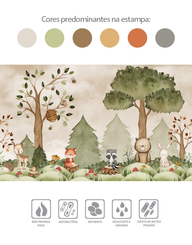 Painel de Parede Adesivo Bosque Infantil
