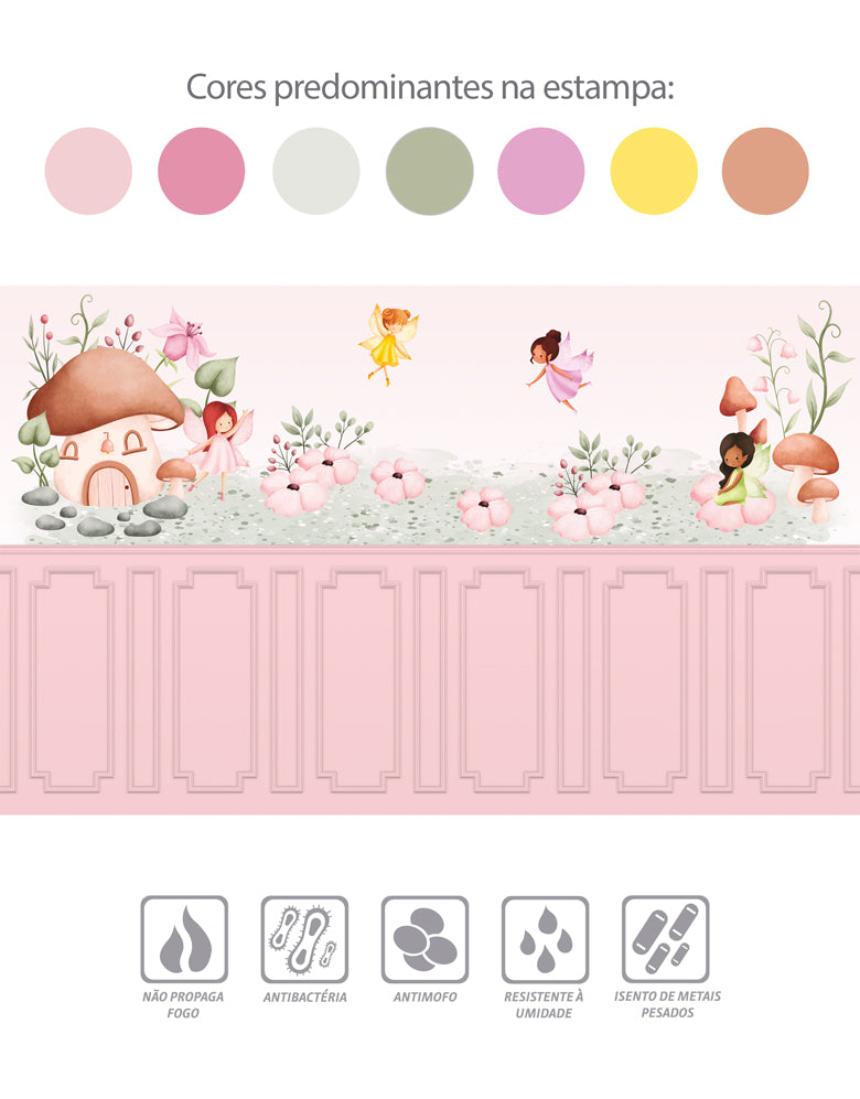 Painel de Parede Adesivo Fadas Boiserie