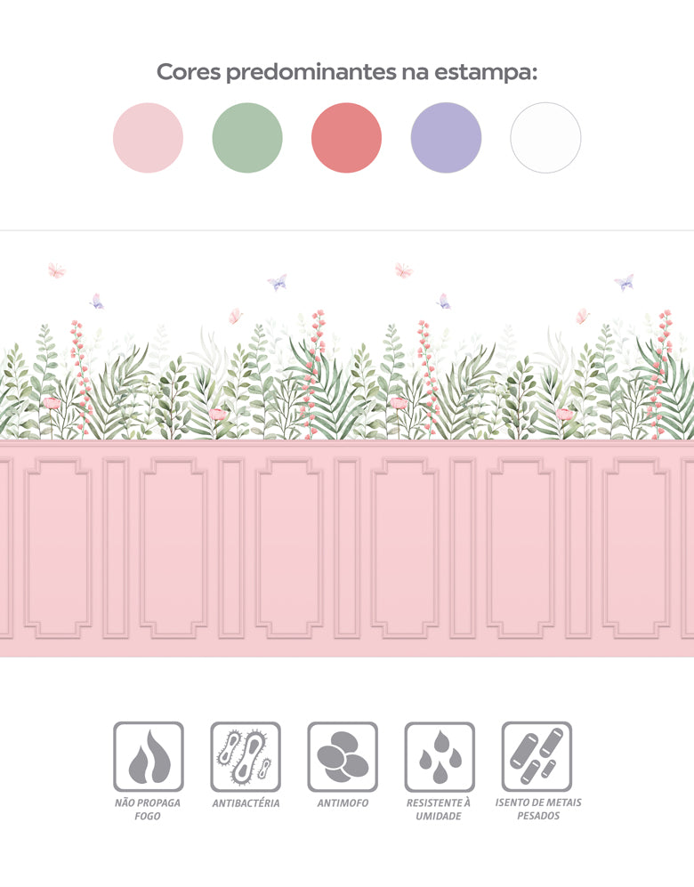 Painel de Parede Adesivo Floral Boiserie