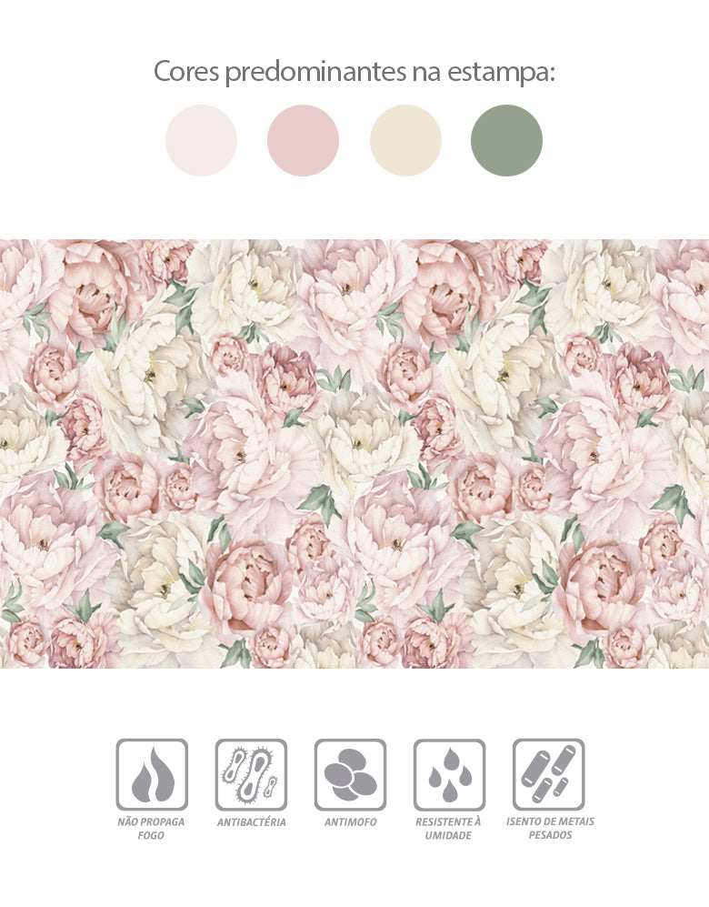 Painel de Parede Adesivo Peônias
