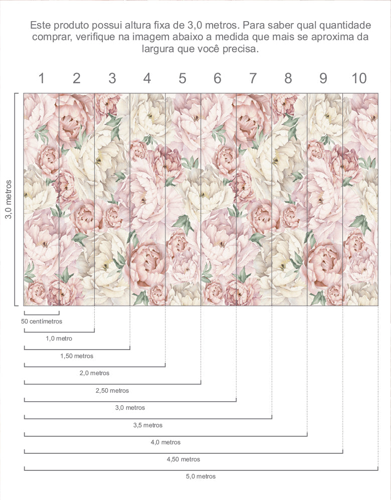 Painel de Parede Adesivo Peônias