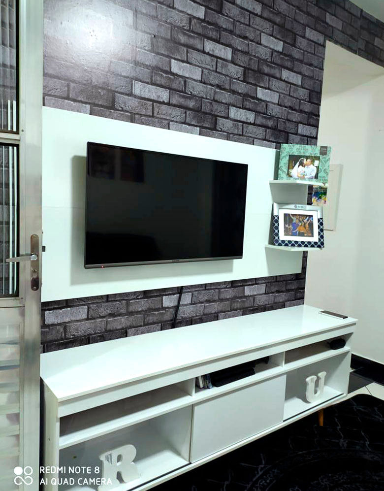 KIT DE 4 ROLOS - 3,00m x 50cm - Papel de Parede Tijolinho Preto Luxo