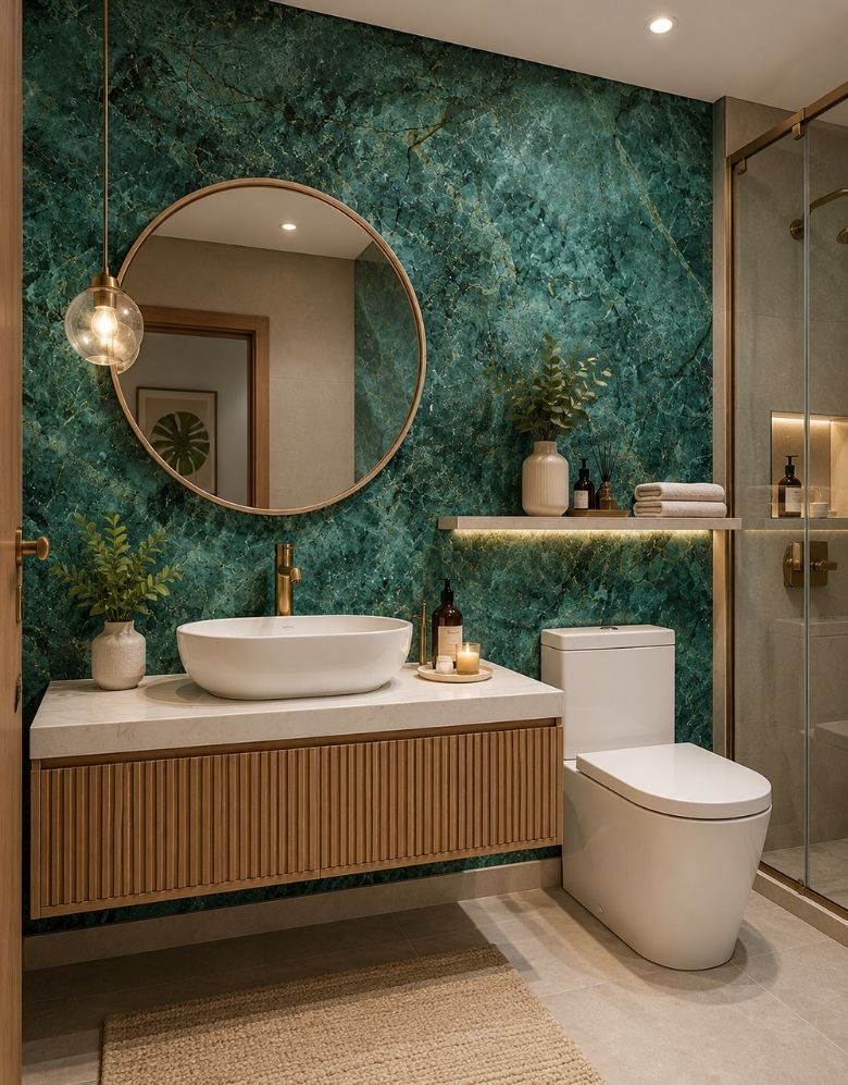 Papel de Parede Adesivo Mármore Verde Esmeralda