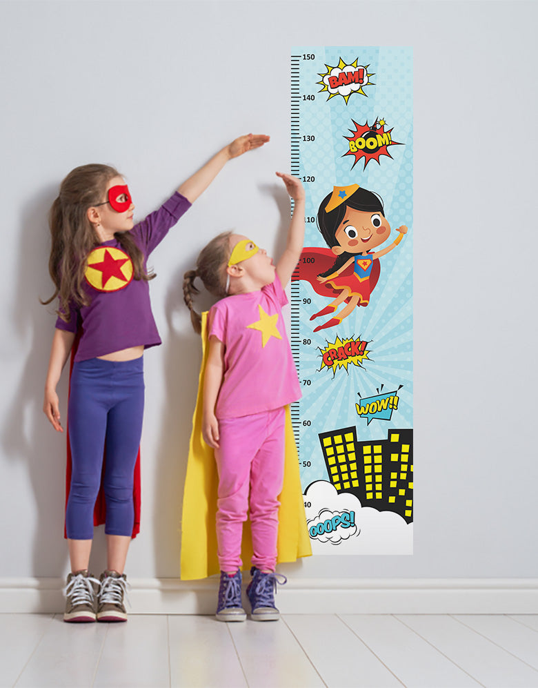 Adesivo Régua Crescimento Super Heroína