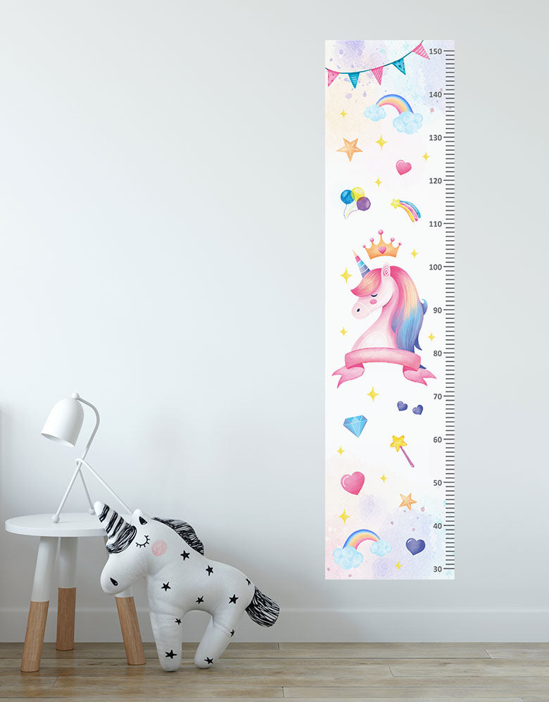 Adesivo Régua Crescimento Unicórnios