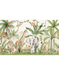 Painel Adesivo Meia Parede Safari Aquarelado
